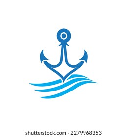 Anchor logo icon boat ship marine navy design vector