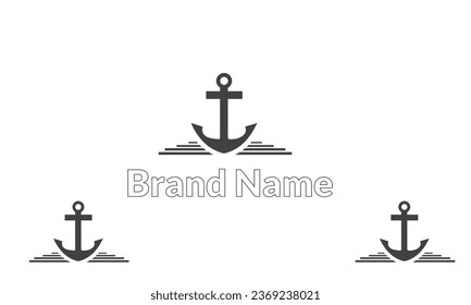 Anchor logo icon design Business symbol or sign. Line anchor shield luxury logotype. Vector