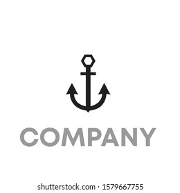 anchor logo icon design template sign