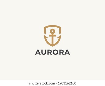 Anchor logo icon design template. Business symbol or sign. Vector anchor shield logotype.