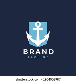 Anchor logo icon design template. Business symbol or sign. Line anchor shield luxury logotype. Vector illustration.