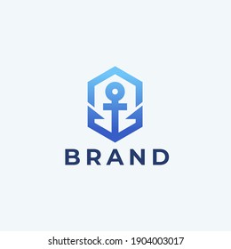 Anchor logo icon design template. Business symbol or sign. Line anchor logotype. Vector illustration.