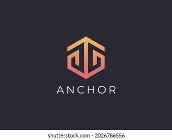 Design-Vorlage für das Ankerlogo-Symbol Moderner geometrischer Anker, Vektorlogotyp.
