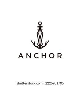 Anchor logo icon design template flat vector