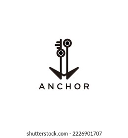 Anchor logo icon design template flat vector
