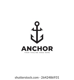 Anchor logo icon design template. Anchor line shield vector logo.