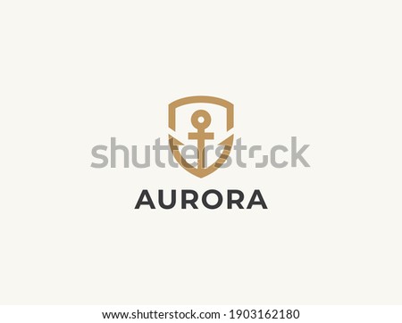 Anchor logo icon design template. Business symbol or sign. Vector anchor shield logotype.