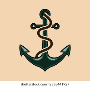 anchor logo icon with rope. vector, illustration, logo template.