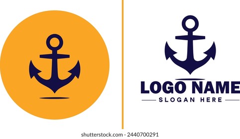 Icono de logotipo de ancla vector para yate de barco Icono de ancla marina de lujo plantilla de logotipo