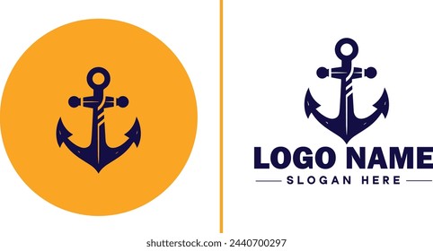 Icono de logotipo de ancla vector para yate de barco Icono de ancla marina de lujo plantilla de logotipo