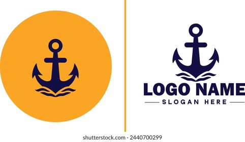 Icono de logotipo de ancla vector para yate de barco Icono de ancla marina de lujo plantilla de logotipo