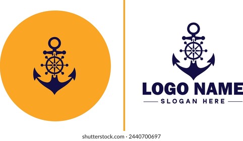 Icono de logotipo de ancla vector para yate de barco Icono de ancla marina de lujo plantilla de logotipo