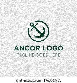 anchor logo and icon vector with texture mockup illustration design template
