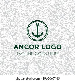 anchor logo and icon vector with texture mockup illustration design template