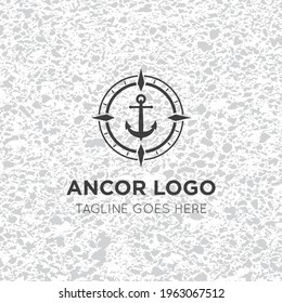 anchor logo and icon vector with texture mockup illustration design template
