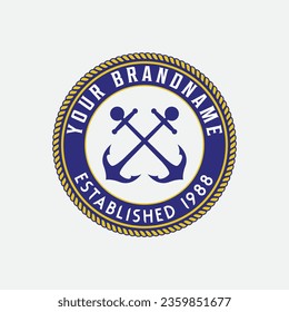anchor logo with Marine retro emblems logo vector illustration