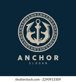 Anchor Logo, Ocean Ship Vector, Simple Minimalist Design, Anchor Icon, Spartan, Ocean, Symbol Template Illustration