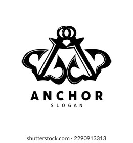 Logotipo de anclaje, vector de buques oceánicos, diseño minimalista simple, icono de anclaje, espartano, oceánico, ilustración de plantilla de símbolo