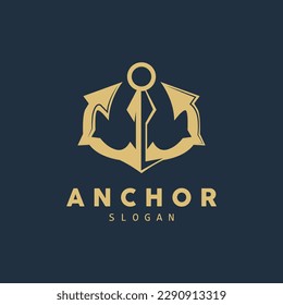 Anchor Logo, Ocean Ship Vector, Simple Minimalist Design, Anchor Icon, Spartan, Ocean, Symbol Template Illustration