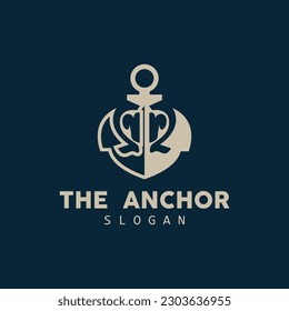 Anchor Logo, Ocean Ship Vector, Simple Minimalist Design, Anchor Icon, Spartan, Ocean, Symbol Template Illustration