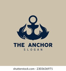 Logotipo de anclaje, vector de buques oceánicos, diseño minimalista simple, icono de anclaje, espartano, oceánico, ilustración de plantilla de símbolo