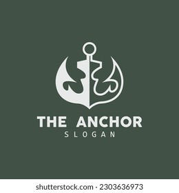 Anchor Logo, Ocean Ship Vector, Simple Minimalist Design, Anchor Icon, Spartan, Ocean, Symbol Template Illustration