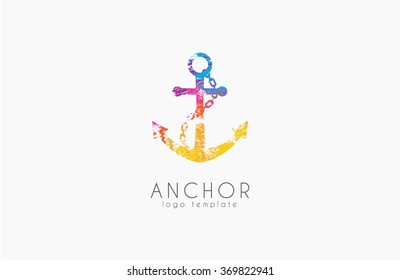 Anchor logo. Rainbow logo. Company logo. Colorful anchor