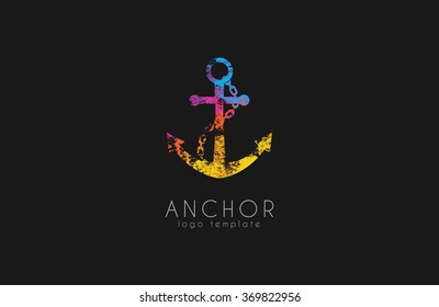 Anchor logo. Rainbow logo. Company logo. Colorful anchor