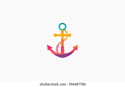 Anchor logo. Rainbow logo. Company logo. Colorful anchor