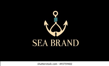 Anchor logo. Sea vector logotype template. Marine brand identity. Ship design element.  Vintage old style logo template. Retro style, label decor logo, premium quality logo