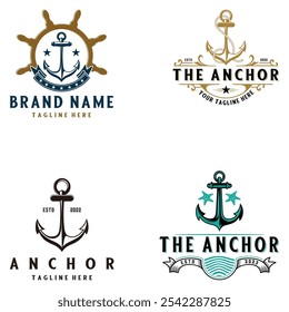 anchor logo set. anchor icon for marine company design
