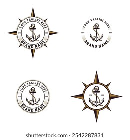 anchor logo set. anchor icon for marine company design