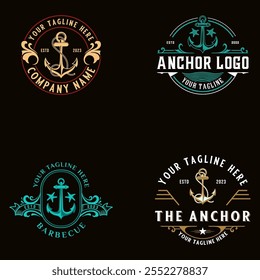 conjunto de logotipo de âncora. ícone de âncora para design de empresa marinha	
