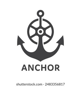 Anchor logo silhouette combination ship rudder