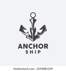 Anchor Logo, SImple Elegant Design, Nautical Ship Vector, Icon Symbol Illustration