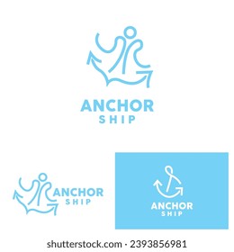 Anchor Logo Simple Elegant Design Marine Ship Vector Icon Symbol Illustration