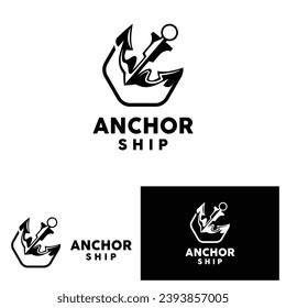 Anchor Logo Simple Elegant Design Marine Ship Vector Icon Symbol Illustration