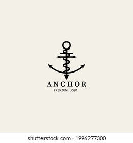 Anker-Logo, Vektordesign-Minimalsymbol für Liniengrafik