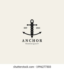Ankerlogo, Vektordesign minimalistisch gestrichene Kunstgrafik-Symbol
