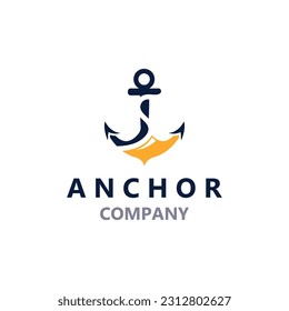 Anchor logo vector illustration vintage aquatic or nautical Marine sign symbol in flat style