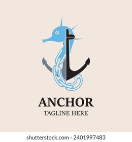 Anchor logo vector illustration vintage aquatic or nautical Marine sign 
symbol in flat style