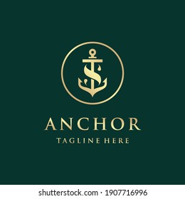 Anchor Logo Vector Modern Simple Circle Shape With Letter S Combinations