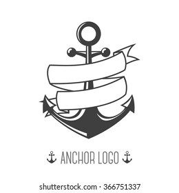 Anchor logo. Vintage Logotypes or insignias set. Vector design elements, business signs, logos, identity, labels, badges, apparel, ribbons, stickers and other branding objects. Vector Illustration.