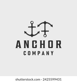 logotipo de ancla vintage vector icono símbolo ilustración plantilla diseño