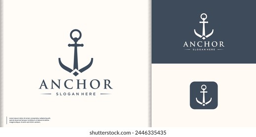 Anker-Logo für Boat Ship Marine. Navy Nautical Logo Design Vektorillustration.