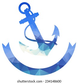 Anchor low-poly vector illustration.