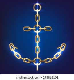 Anchor, made with golden chains