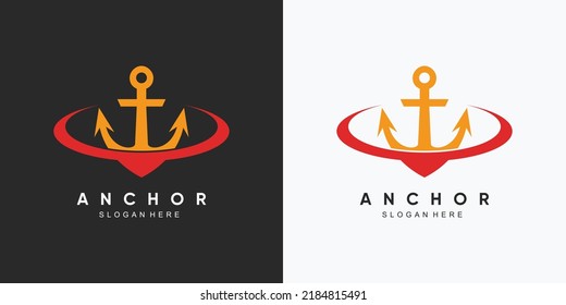 Anchor marine icon logo design template with creative element