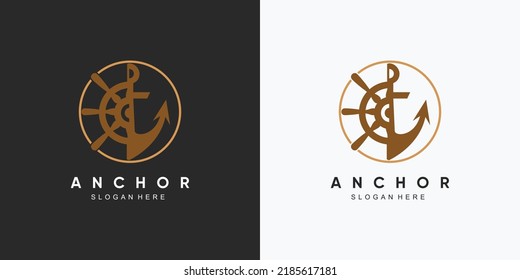 Anchor marine icon logo design template with creative element