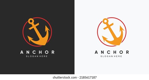 Anchor marine icon logo design template with creative element